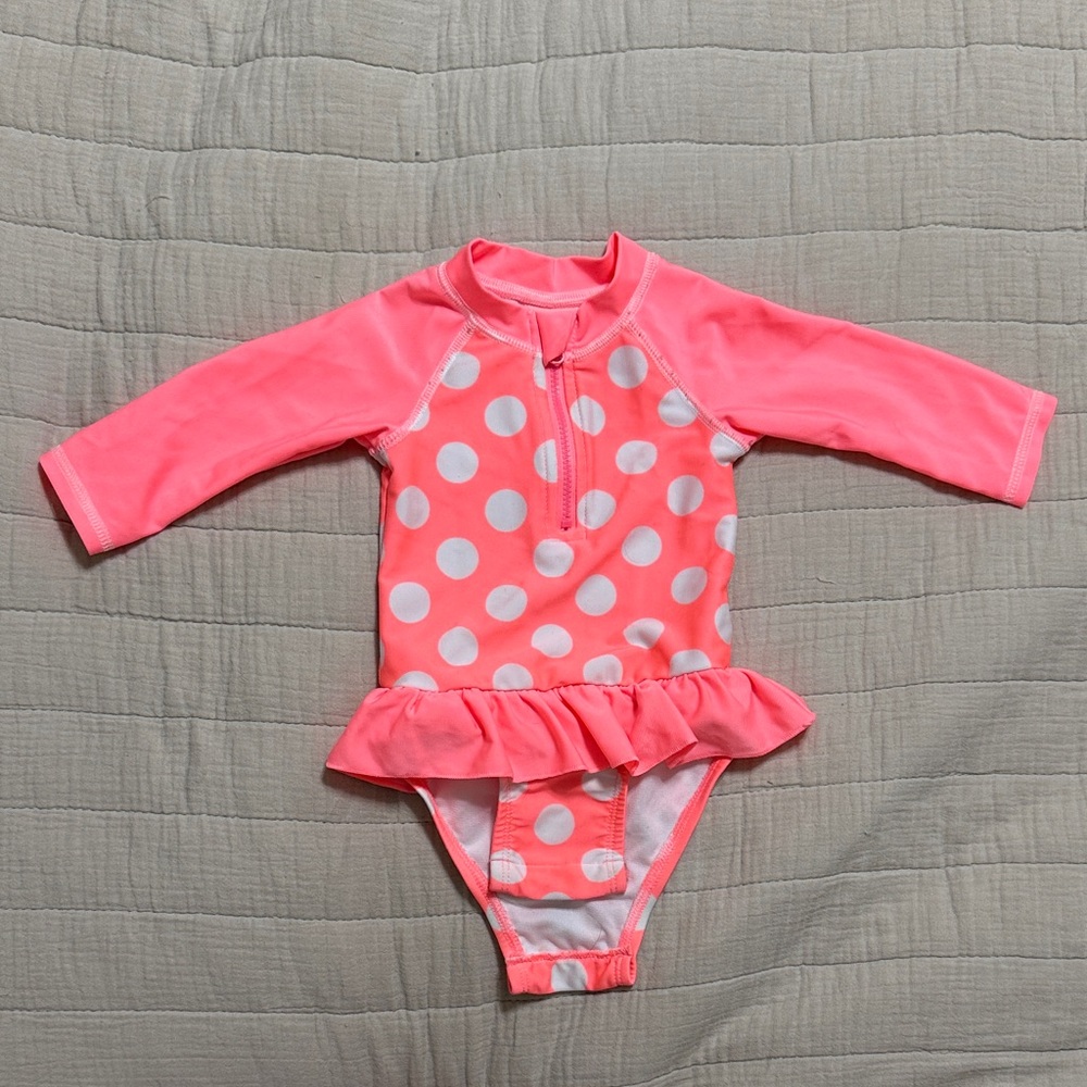 Cat & Jack Pink Polka Dot Kids Rashguard